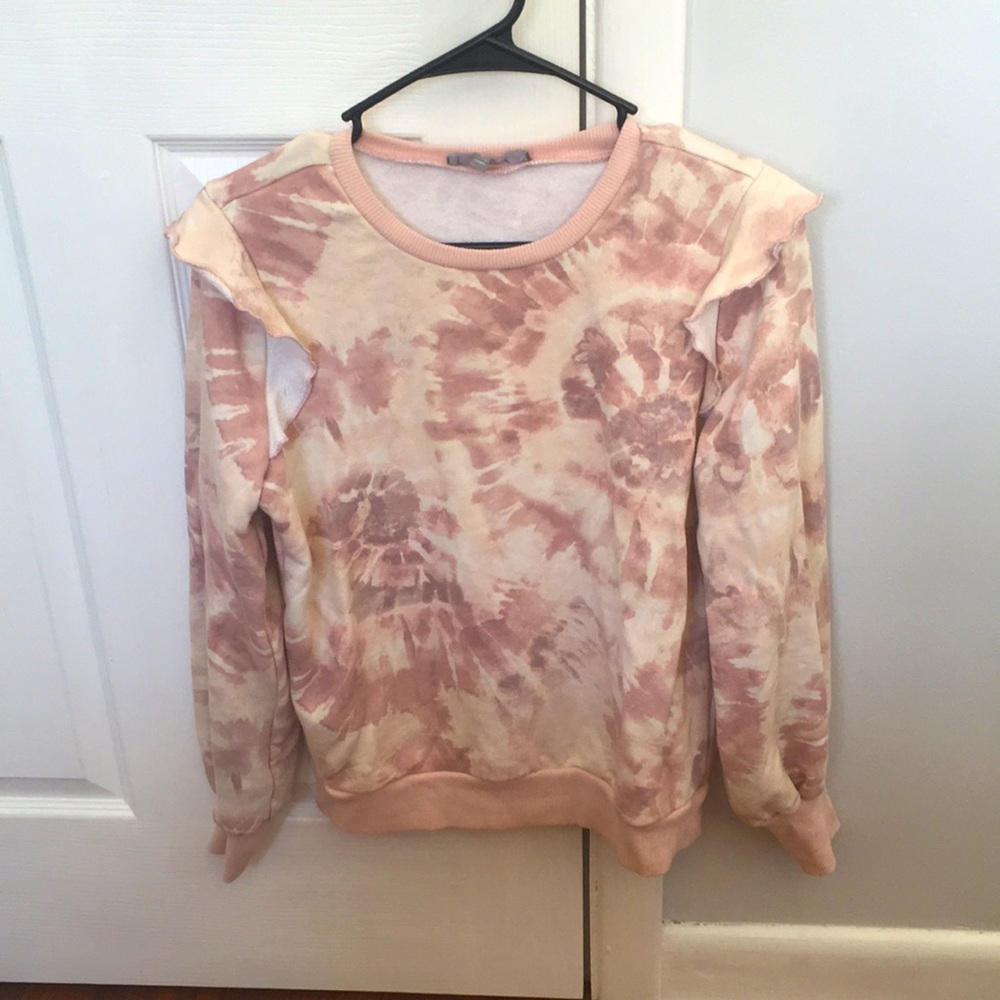 MARLED REUNITED CLOTHING Mauve Tie Dye Pull Over Crewneck Sweatshirt S